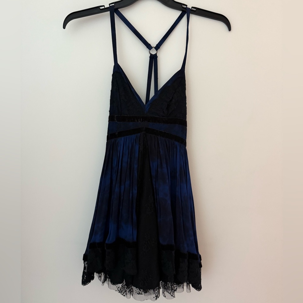 Ecote Blue and Black Textured Dress
